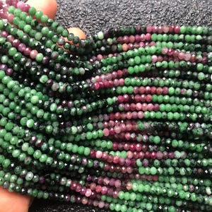 3x4mm Natural Faceted Ruby Zoisite Gemstone Beads,,Rondelle,Spacer Beads,15 Inch Strand