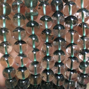 8mm Natural Green Phantom Quartz Beads,AAAAA,Green Phantom Crystal,Round Loose Beads,7 Inches Half Strand