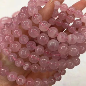 8mm natuurlijke onbehandelde melkachtige rozenkwarts kralen, roze kwarts kraal, ronde losse kraal, 7 inch halve streng