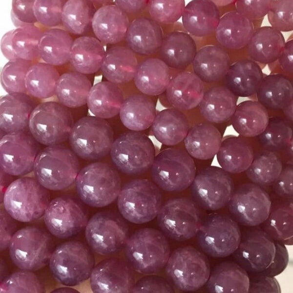 8mm Natural Untreated Purple Rose Quartz,Pink Quartz,Round Loose Bead,7 Inches Half Strand