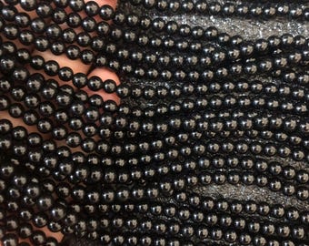 4mm Natural Untreated Black Tourmaline Bead,AAA,Round Loose Bead,15 Inches Full Strand