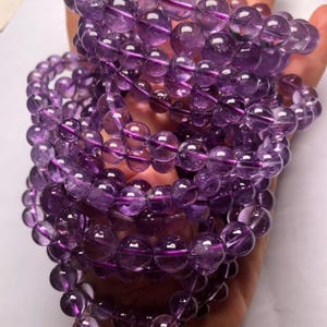 8-10mm Natural Untreated Lavender Amethyst,Cloudy Amethyst Stone,Round Loose Bead,7 Inches Half Strand