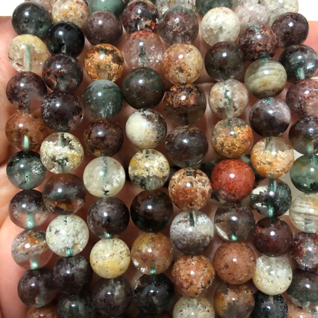 8mm Natural Raibow Lodolite Quartzgarden Quartz Beadsphantom Etsy