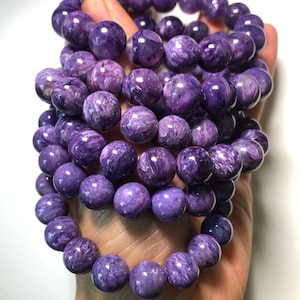 10-11mm Natural Purple Charoite Gemstone,Round Loose Beads,7 Inches Strand{18Beads}