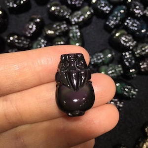 2pc Natural Rainbow Obsidian Pixiu Charms,Drilled Men Bracelet Charms,Pixiu Pendants,Size24x14x11mm