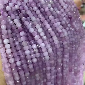 4mm Natural Violet Purple Kunzite Cube Bead,Kunzite Dice Bead,Round And Loose Bead,15 Strand Full Strand