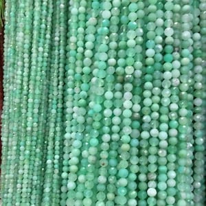 2-4mm Natural Untreated Faceted Chrysoprase Beads,Micro Faceted Green Jade Beads,15 Inches Full Strand