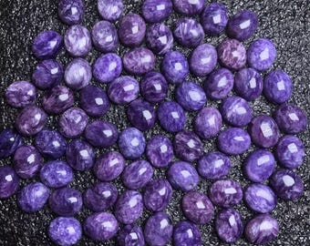 10 Stück Natürliche lila Charoit Cabochon, oval, flache Rückseiten, Größe 10 x 12 mm