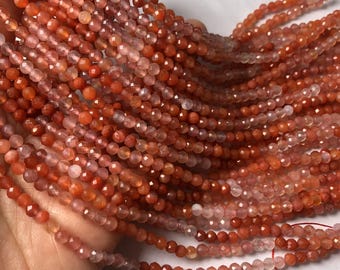 3-4 mm Natürliche facettierte Nanhon Achat Perle mit Farbverlauf, 15 Zoll Strang