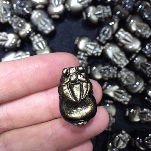 2pc Natural Golden Sheen Obsidian Pixiu Charms,Drilled Men Bracelet Charms,Pixiu Pedants,Size24x17x15mm