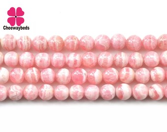 Genuine Rhodochrosite Gemstone,Red Lace Rhodochrosite Beads,Round Loose Beads,15 Inches,4mm 4.5mm 5mm 5.5mm 6mm DIY Jewelry Making