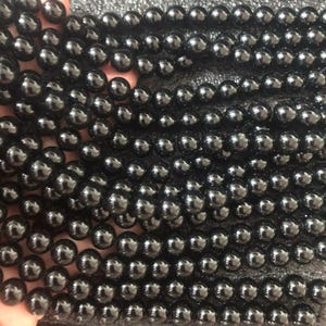 8mm Natural Jet Black Tourmaline Gemstone Beads,Round Loose Bead,AAAAA,15 Inches Full Strand
