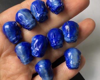 1 Stück natürliche Bicolor Lapis Lauzli Pixiu Guru, 3 Löcher Tashibih Mala Perlen (13 x 17 mm)