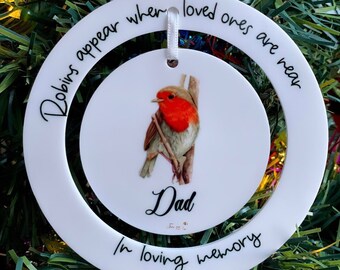 Robins Bauble, Robins Appear When Loved Ones Are Near Bauble,  Christmas Robins Ornament, Robin Gifts, Memorial Bauble, Robins Ornament