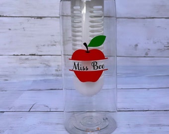 Personalised Teacher Water Bottle, Teacher Gifts, End Of Term Gift, Apple Teacher Present, End of Year Gift, Personalised Gift, Bottle Gift