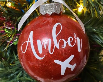 Cabin Crew Baubles, Cabin Crew Gifts , Flight Attendant Gift, Cabin Crew Bauble, Flight Attendant Bauble, Glitter Baubles, Pilot Gifts