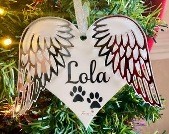 Personalised Pet Memory Ornament, Dog Memory, Cat Memory, Pet Bauble, Paw Print Ornament,Dog Bauble Personalised, Pet Angel Wings