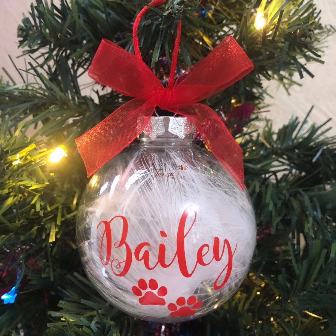 Dog Memory Bauble Personalised Paw Print Bauble Pet Etsy