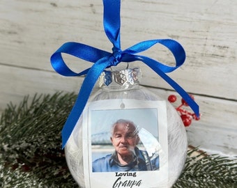 Photo Memory Bauble, Photo Bauble, Photo Gift, Feather Filled Bauble, Christmas Tree Memory Decoration,  Christmas Remembrance Bauble