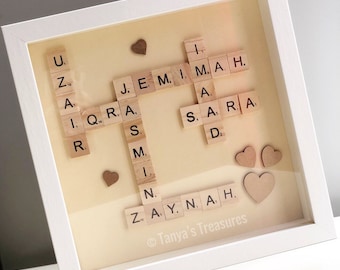 Scrabble Frame, Scrabble Name Frame, Family Frame, Name Frame, New Home Frame, New Home Gift, New Home Present, Birthday Frame, Family Gift