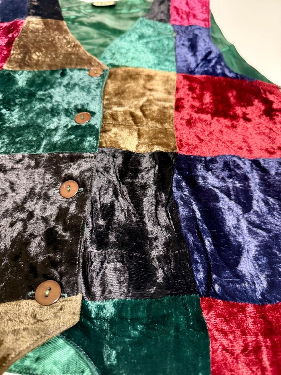 Velvet Patchwork Vest -1990's - image 3