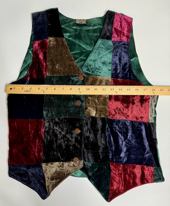 Velvet Patchwork Vest -1990's - image 7