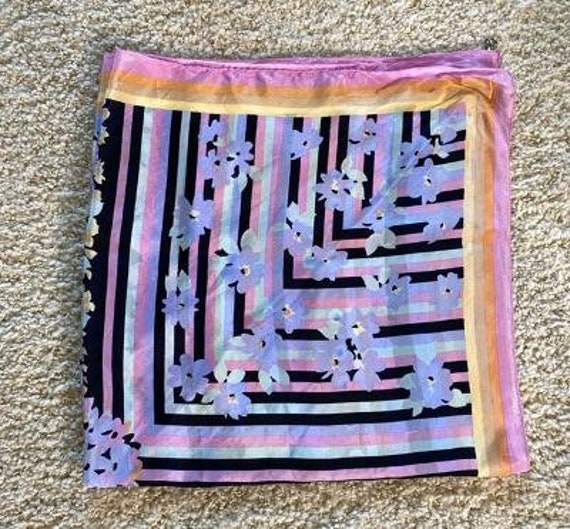 Large "Honey" scarf pastel floral -1980's