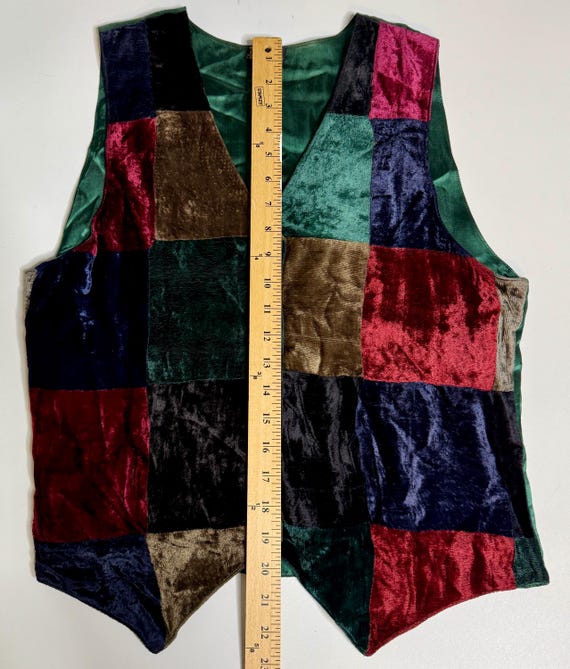 Velvet Patchwork Vest -1990's - image 6