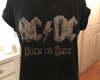 AC DC Cropped Tee Sz G (Large)