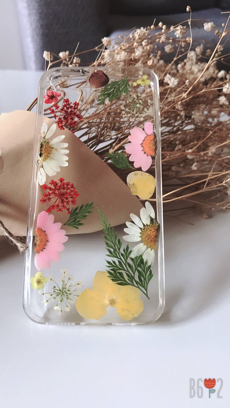 Coque de portable fleurs pressées, fleurs séchées, coque pour iPhone Xs/X/XR/Xs Max, coque iPhone 8/8, coque iPhone 7/7, coque iPhone 6/6s/6, iPhone SE, image 3