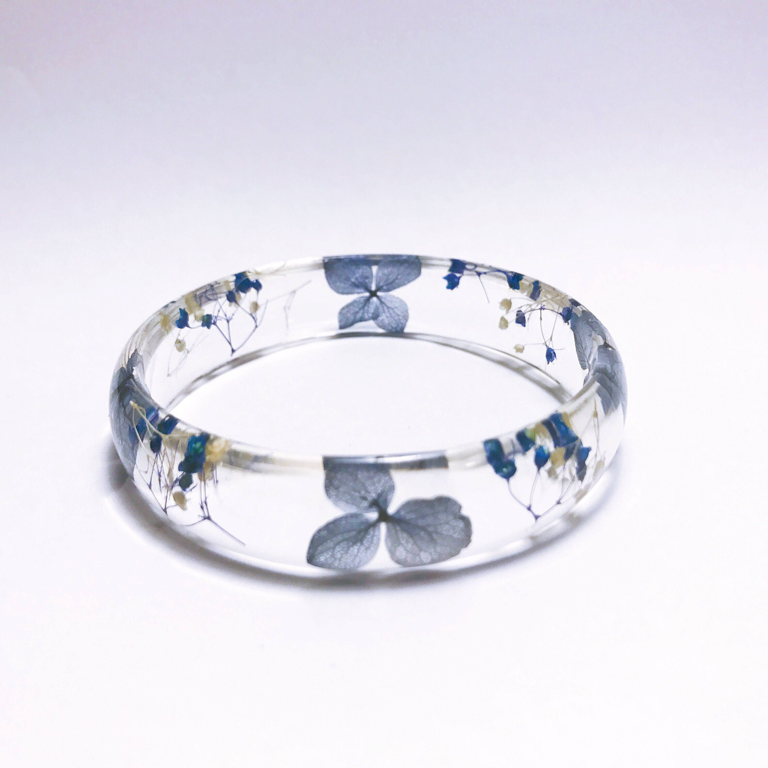 Pressed flower bangle, real flower bangle, resin bangle, Botanical