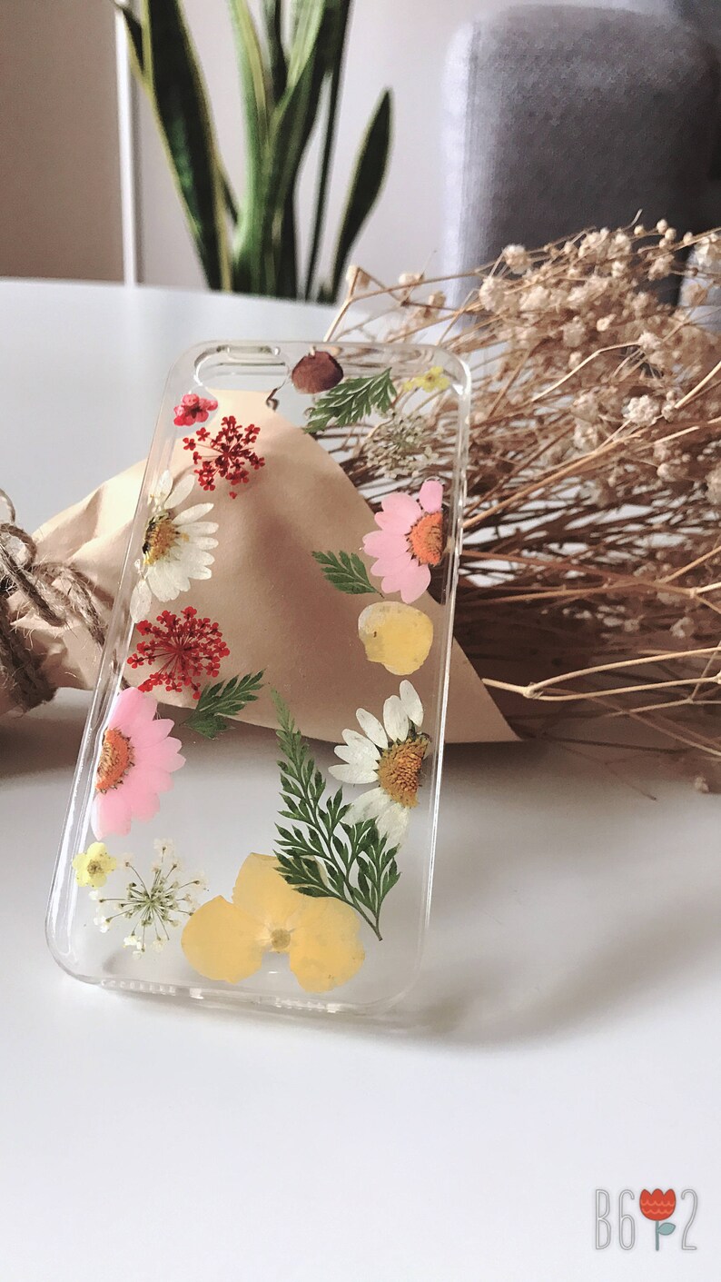 Coque de portable fleurs pressées, fleurs séchées, coque pour iPhone Xs/X/XR/Xs Max, coque iPhone 8/8, coque iPhone 7/7, coque iPhone 6/6s/6, iPhone SE, image 2