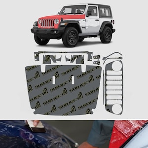 18-23 Wrangler JL Pre-Cut Grill and Hood Paint Protection Clear Film PPF wrap bra