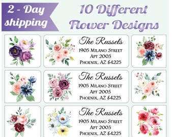 Flower Address Labels - Personalized Return Address Labels - Mailing Address Labels - Easy to Peel, Guaranteed to Stick and Stay