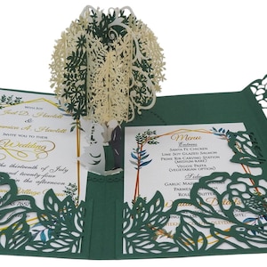 Pop Up Wedding Invitations Sample Flower & Tree Design Laser Cut Wedding Invitations for Wedding, Anniversary, Bridal Shower image 6