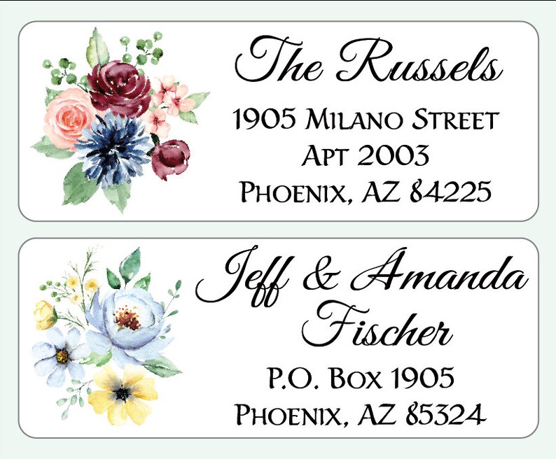 Flower Address Labels Personalized Return Address Labels Etsy