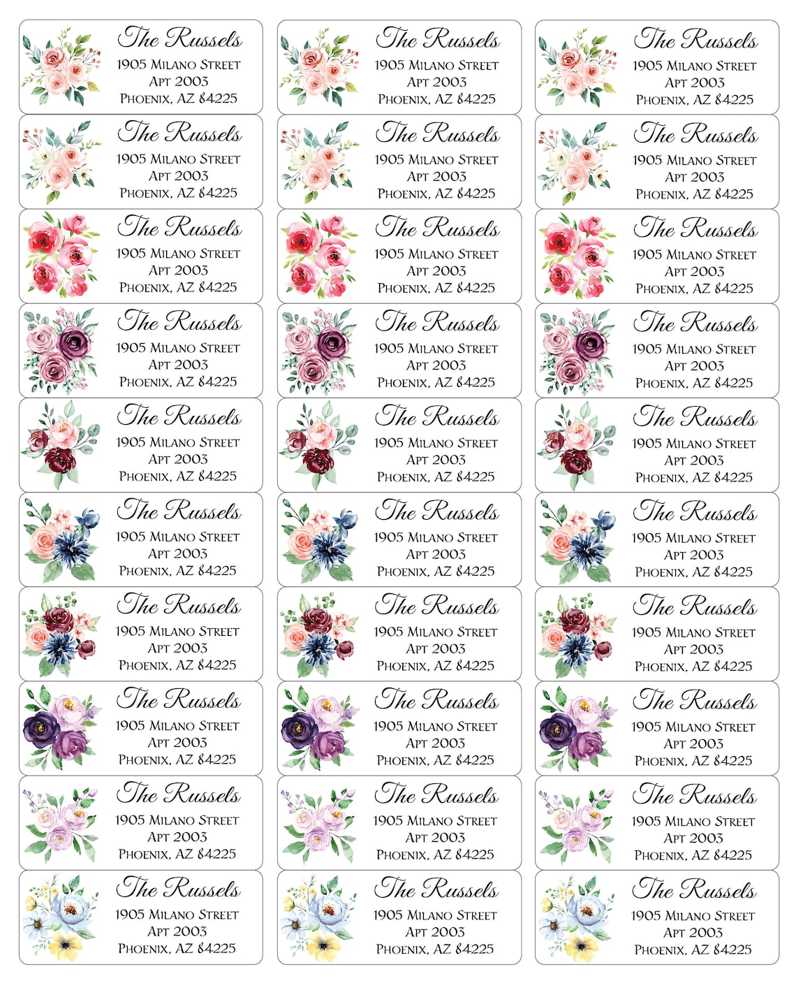 Flower Address Labels Personalized Return Address Labels Etsy