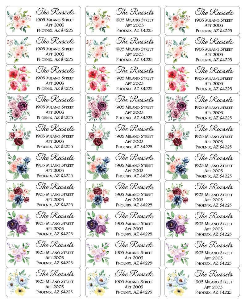 Flower Address Labels Personalized Return Address Labels Etsy