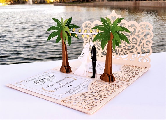 Palm Tree Beach Jetting Off Abroad Personalised Wedding Invitations 
