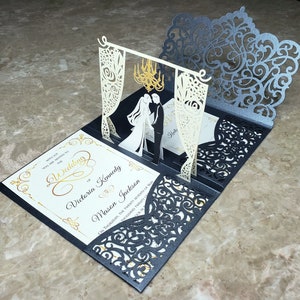 Pop up Wedding Invitations Sample Elegant Vintage Chandelier Design ...