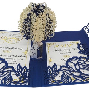 Pop Up Wedding Invitations Sample Flower & Tree Design Laser Cut Wedding Invitations for Wedding, Anniversary, Bridal Shower image 8