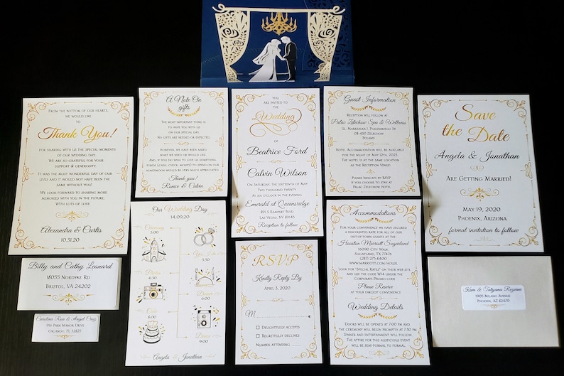 Pop Up Wedding Invitations Sample Elegant Vintage Chandelier Design Laser Cut Wedding Invitation Wedding, Anniversary, Bridal Shower image 9
