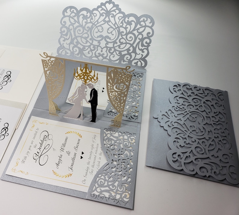 Pop up Wedding Invitations Sample Chandelier Design - Etsy