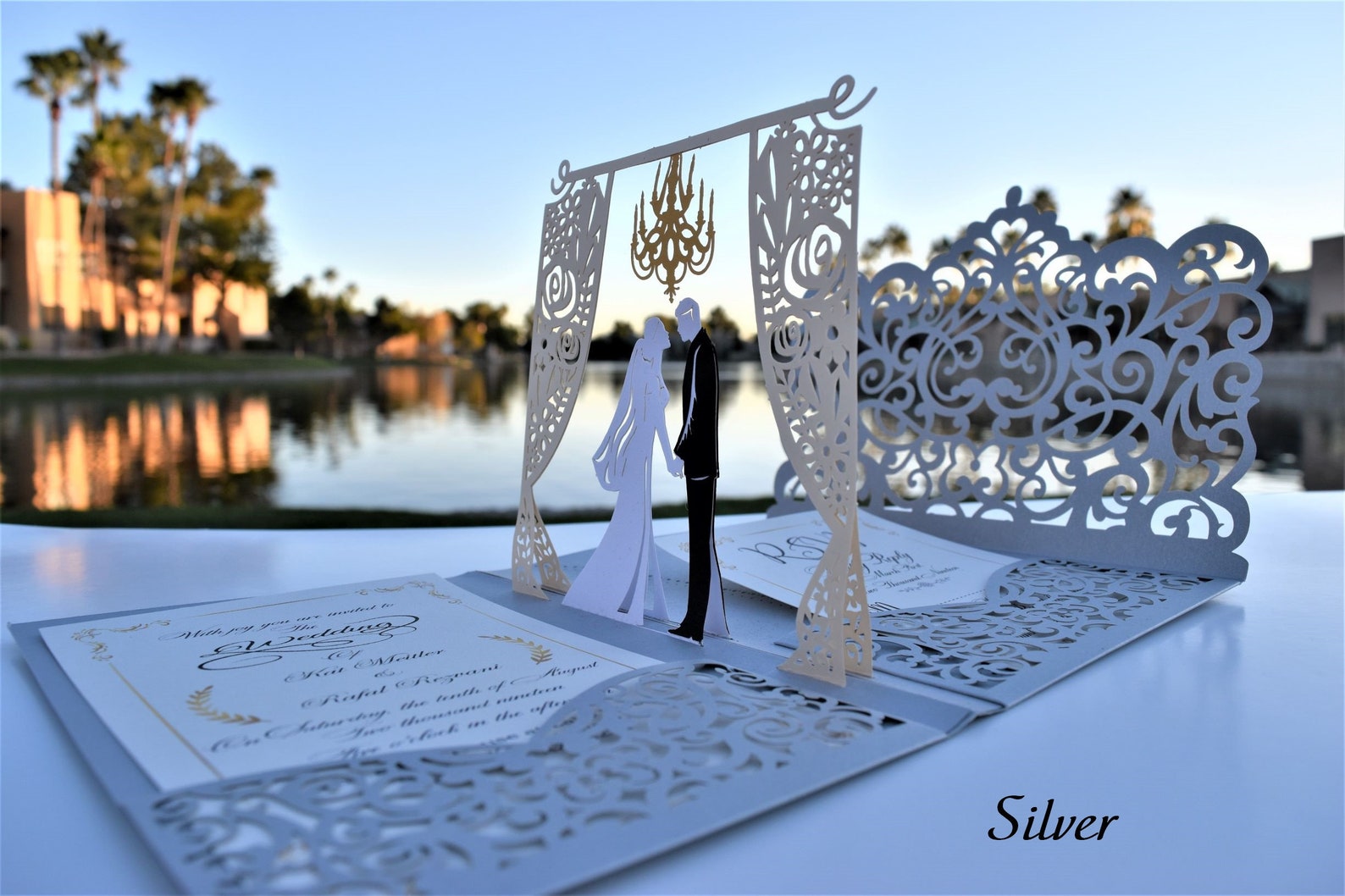 Pop up Wedding Invitations Sample Chandelier Design Etsy