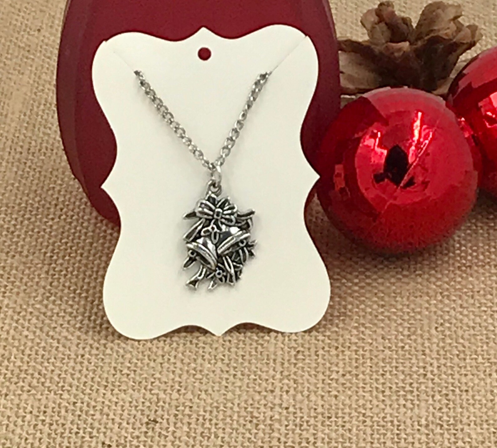 Kids Silver Christmas Necklacechristmas Theme Pendant Etsy