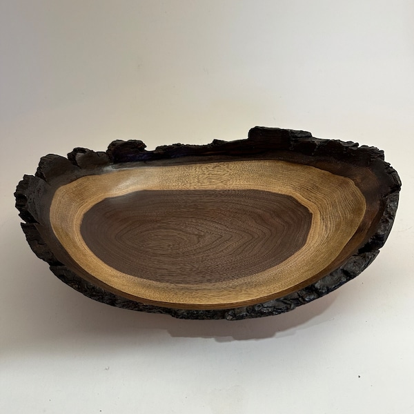 Walnut Bark Edge Bowl - 12 inches - #01076