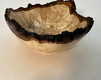 Maple Burl Bark Edge Bowl - 5 inches - #01086