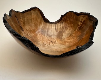 7” Maple Burl Bark Edge Bowl #01068