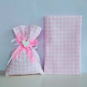 Sacchettino, porta confetti, tessuto, fiocco, battesimo, matrimonio, San Valentino, gift, fiore, legno, fatto a mano, nozze, confettata