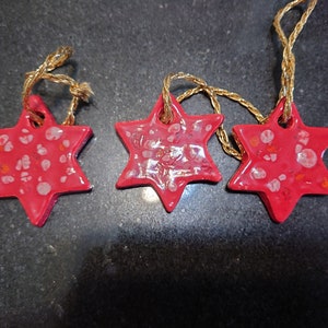 Ooak Set of 3 Christmas Star Ornaments